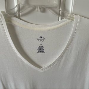 St. John’s Bay Plus 2X White Cotton Knit V-Neck Short Sleeved Top-EUC
